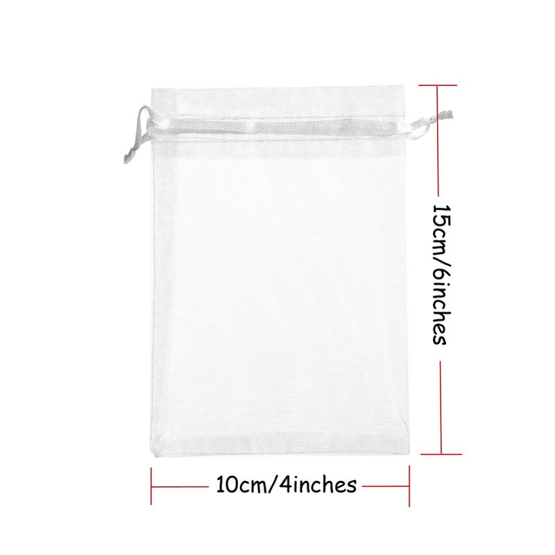 Volanic 100PCS 4X6 Inch Sheer Organza Bags with Drawstring for Candy Jewelry Party Wedding Favor Gift - Image 4